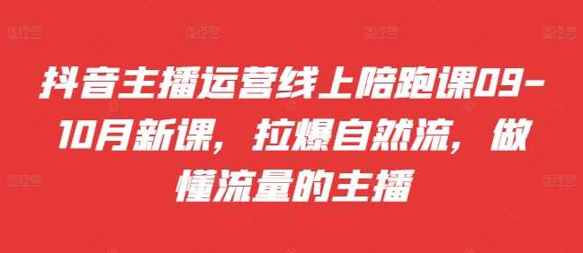 抖音主播运营线上陪跑课09-10月新课，拉爆自然流，做懂流量的主播-AI学习资源网