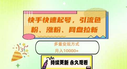 快手快速起号，引流s粉、涨粉、网盘拉新多重变现方式，月入1w【揭秘】-AI学习资源网