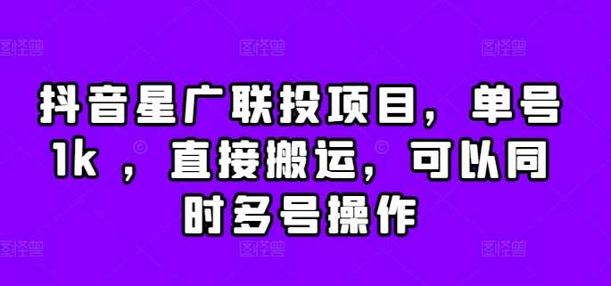 抖音星广联投项目，单号1k ，直接搬运，可以同时多号操作【揭秘】-AI学习资源网