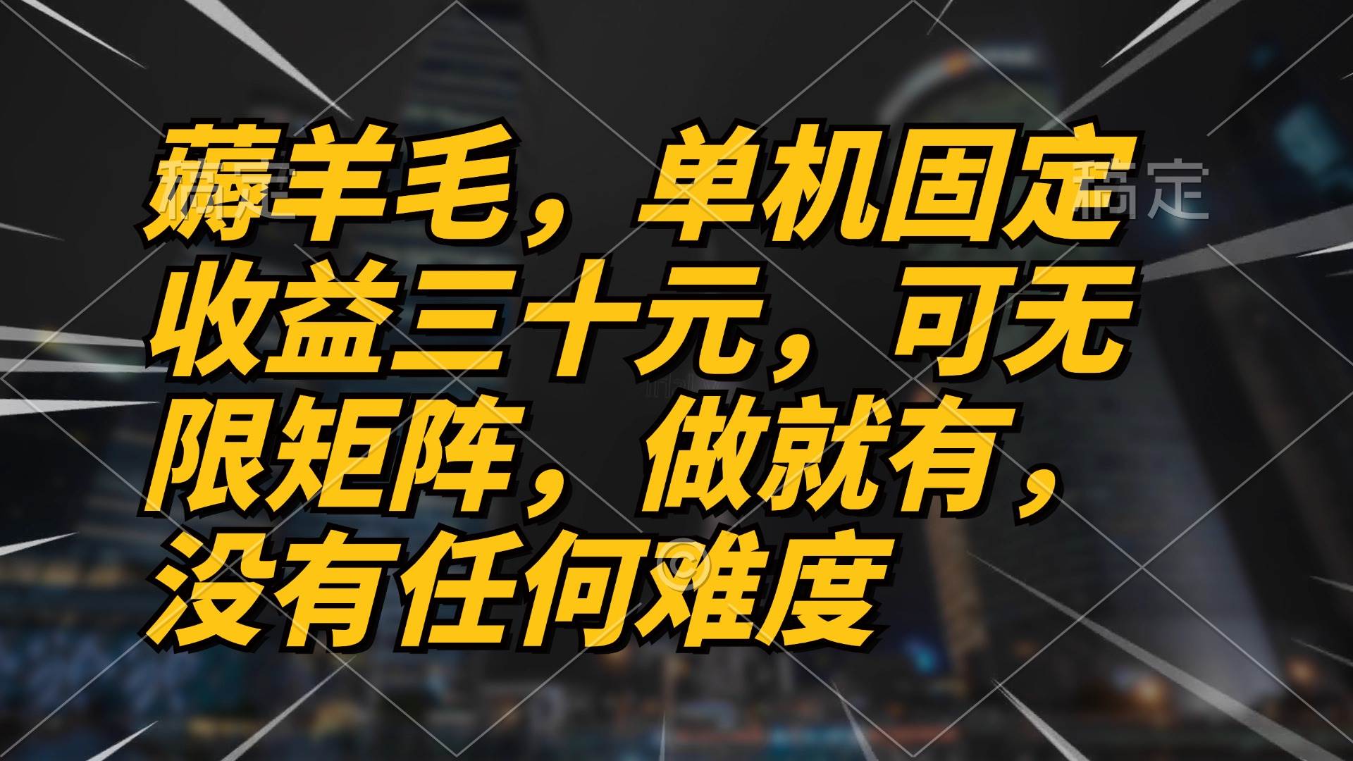 （13162期）薅羊毛项目，单机三十元，做就有，可无限矩阵 无任何难度-AI学习资源网