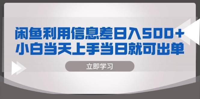 （13170期）闲鱼利用信息差 日入500+  小白当天上手 当日就可出单-AI学习资源网