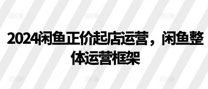 2024闲鱼正价起店运营，闲鱼整体运营框架-AI学习资源网