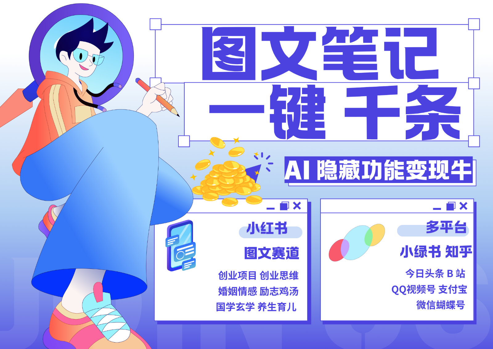 1键生成数千条图文 创业国学 秒生笔记 小红书小绿书图文 轻松引流 变现30000+-AI学习资源网