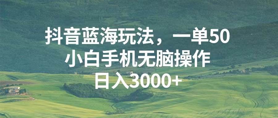 （13353期）抖音蓝海玩法，一单50，小白手机无脑操作，日入3000+-AI学习资源网