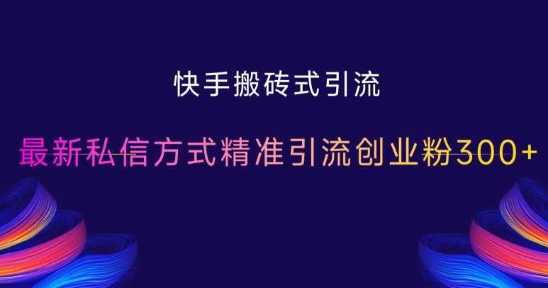 快手搬砖式引流，最新私信方式精准引流创业粉300+-AI学习资源网