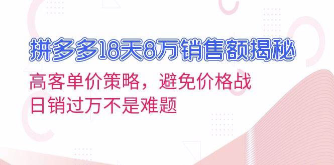 （13383期）拼多多18天8万销售额揭秘：高客单价策略，避免价格战，日销过万不是难题-AI学习资源网