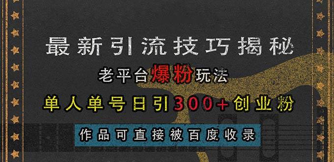 （13445期）最新引流技巧揭秘，老平台爆粉玩法，单人单号日引300+创业粉，作品可直…-AI学习资源网