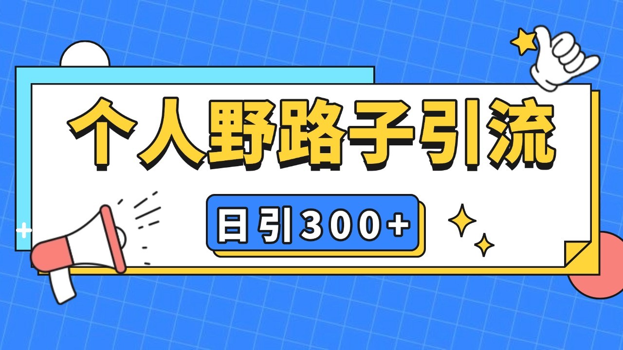 个人野路子引流日引300+精准客户，暴力截流玩法+克隆自热-AI学习资源网