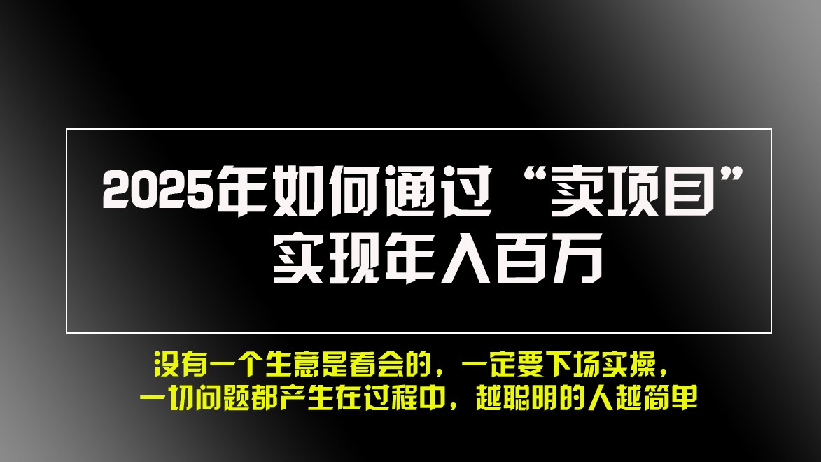 2025年如何通过“卖项目”实现年入百万-AI学习资源网