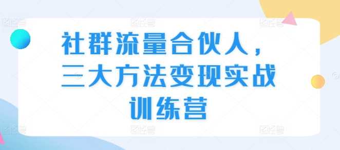 社群流量合伙人，三大方法变现实战训练营-AI学习资源网