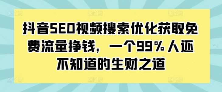 抖音SEO视频搜索优化获取免费流量挣钱，一个99%人还不知道的生财之道-AI学习资源网