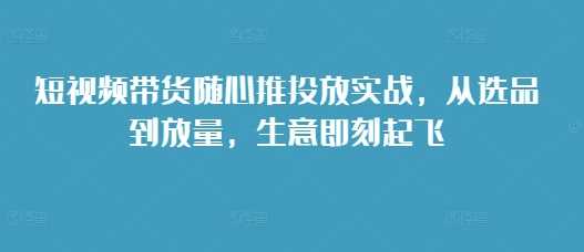 短视频带货随心推投放实战，从选品到放量，生意即刻起飞-AI学习资源网