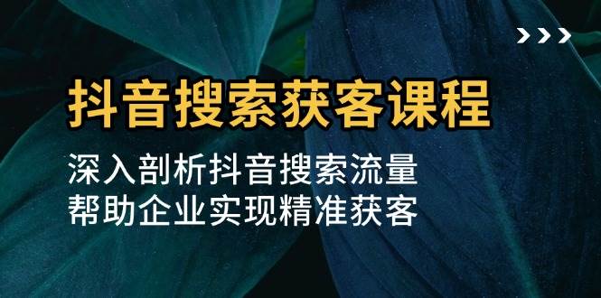 抖音搜索获客课程：深入剖析抖音搜索流量，帮助企业实现精准获客-AI学习资源网