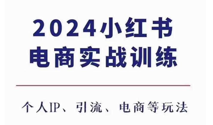 2024小红书电商3.0实战训练，包含个人IP、引流、电商等玩法-AI学习资源网