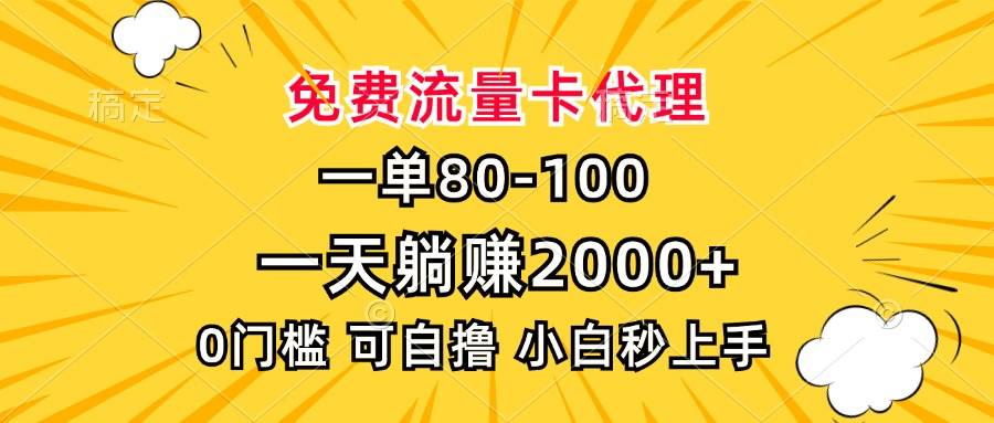 （13551期）一单80，免费流量卡代理，一天躺赚2000+，0门槛，小白也能轻松上手-AI学习资源网