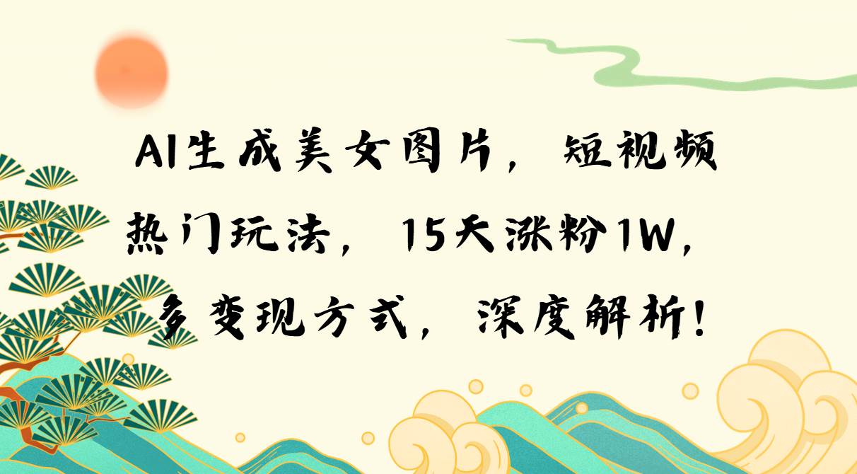 （13581期）AI生成美女图片，短视频热门玩法，15天涨粉1W，多变现方式，深度解析!-AI学习资源网