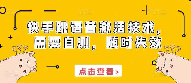 快手跳语音激活技术，需要自测，随时失效-AI学习资源网