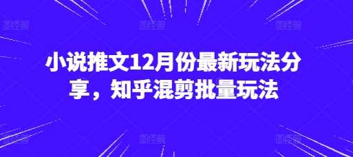 小说推文12月份最新玩法分享，知乎混剪批量玩法-AI学习资源网