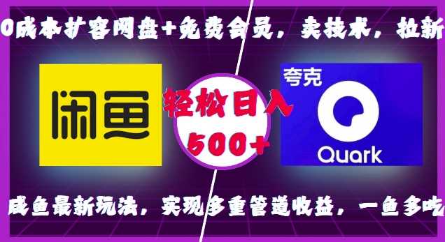 0成本扩容网盘+免费会员，卖技术，拉新，咸鱼最新玩法，实现多重管道收益，一鱼多吃，轻松日入500+-AI学习资源网