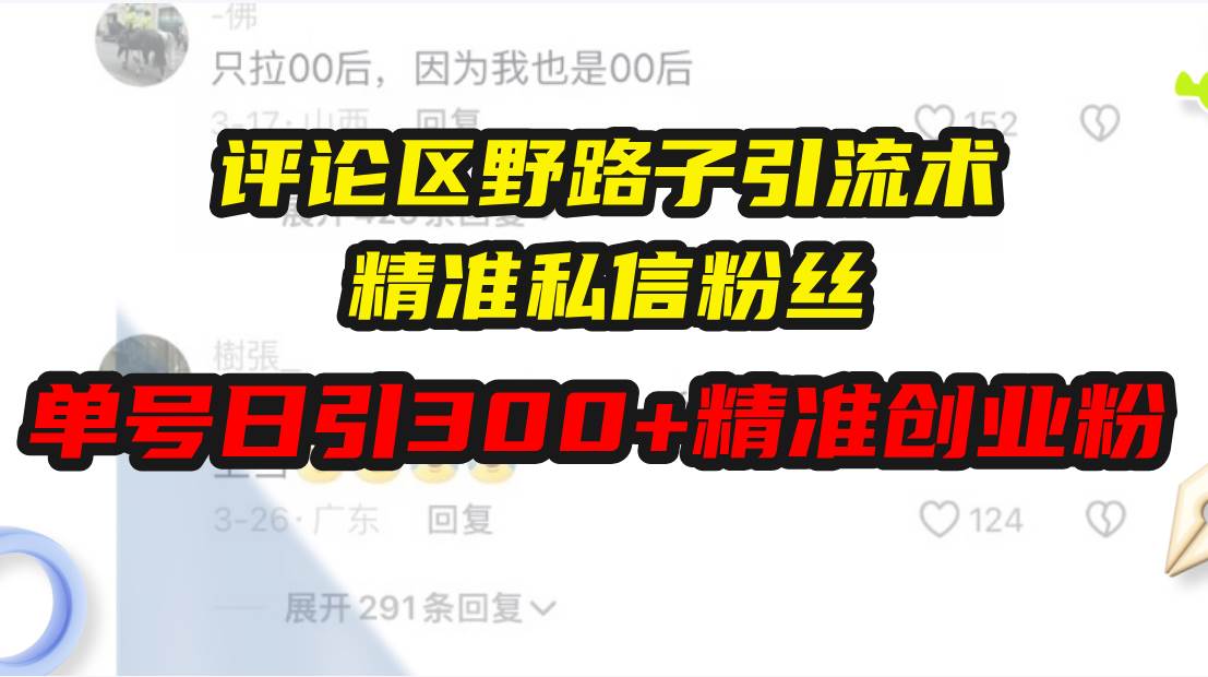 （13676期）评论区野路子引流术，精准私信粉丝，单号日引流300+精准创业粉-AI学习资源网