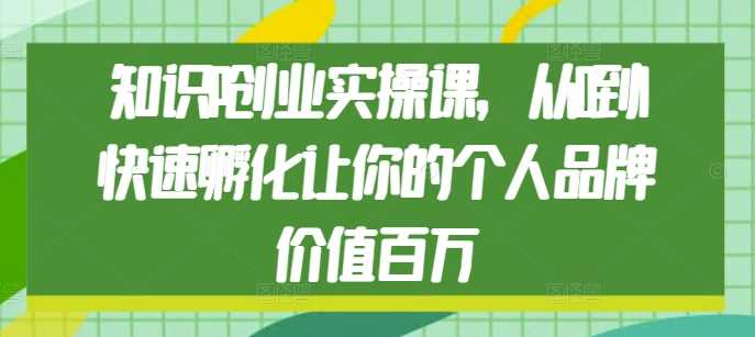 知识IP创业实操课，从0到1快速孵化让你的个人品牌价值百万-AI学习资源网