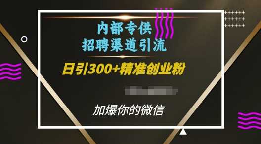 内部招聘渠道日引流300+创业粉，加爆你的微信【揭秘】-AI学习资源网