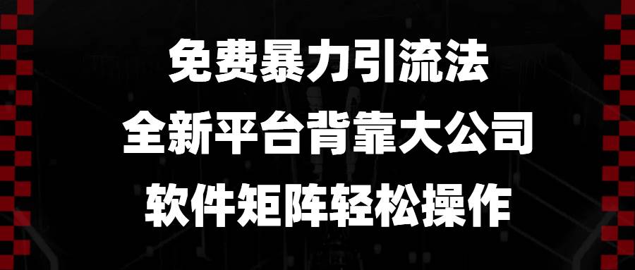 （13745期）免费暴力引流法，全新平台，背靠大公司，软件矩阵轻松操作-AI学习资源网