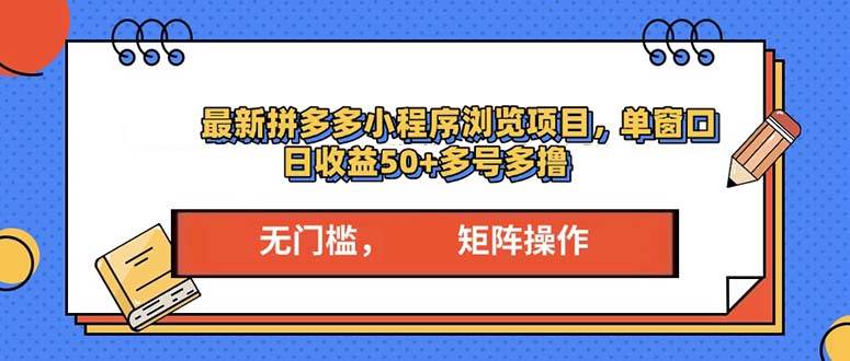 （13760期）最新拼多多小程序变现项目，单窗口日收益50+多号操作-AI学习资源网