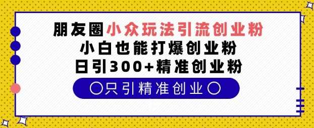 朋友圈小众玩法引流创业粉，小白也能打爆创业粉，日引300+精准创业粉【揭秘】-AI学习资源网