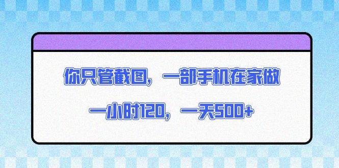 （13785期）你只管截图，一部手机在家做，一小时120，一天500+-AI学习资源网