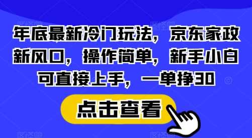 年底最新冷门玩法，京东家政新风口，操作简单，新手小白可直接上手，一单挣30【揭秘】-AI学习资源网