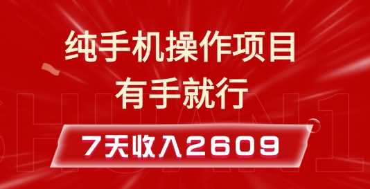 纯手机操作的小项目，有手就能做，7天收入2609+实操教程【揭秘】-AI学习资源网