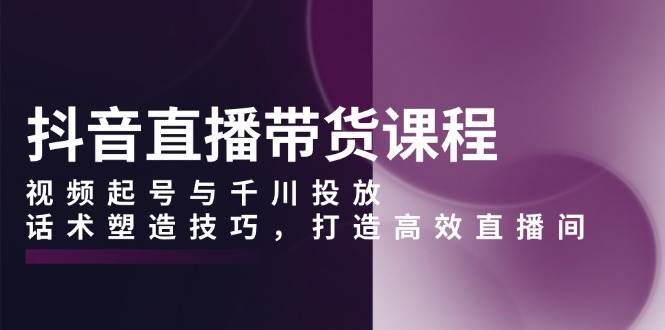 （13848期）抖音直播带货课程，视频起号与千川投放，话术塑造技巧，打造高效直播间-AI学习资源网