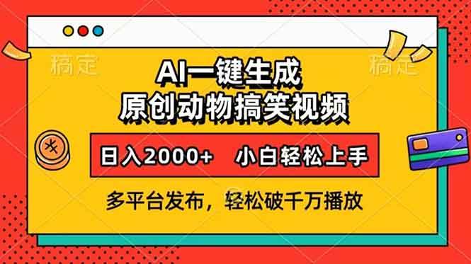 （13855期）AI一键生成动物搞笑视频，多平台发布，轻松破千万播放，日入2000+，小…-AI学习资源网