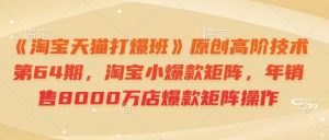 《淘宝天猫打爆班》原创高阶技术第64期,淘宝小爆款矩阵,年销售8000万店爆款矩阵操作-AI学习资源网