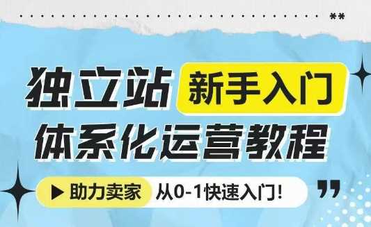 独立站新手入门体系化运营教程，助力独立站卖家从0-1快速入门!-AI学习资源网