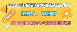 2025年最新独家引流方法,低投入高回报?当日引流300+精准创业粉-AI学习资源网