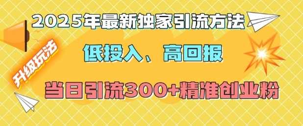 2025年最新独家引流方法，低投入高回报？当日引流300+精准创业粉-AI学习资源网