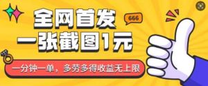 全网首发,一张截图1块钱,一分钟一单,多劳多得,收益无上限-AI学习资源网