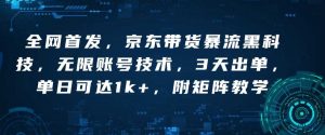 全网首发,京东带货暴流黑科技,无限账号技术,3天出单,单日可达1k+,附矩阵教学【揭秘】-AI学习资源网