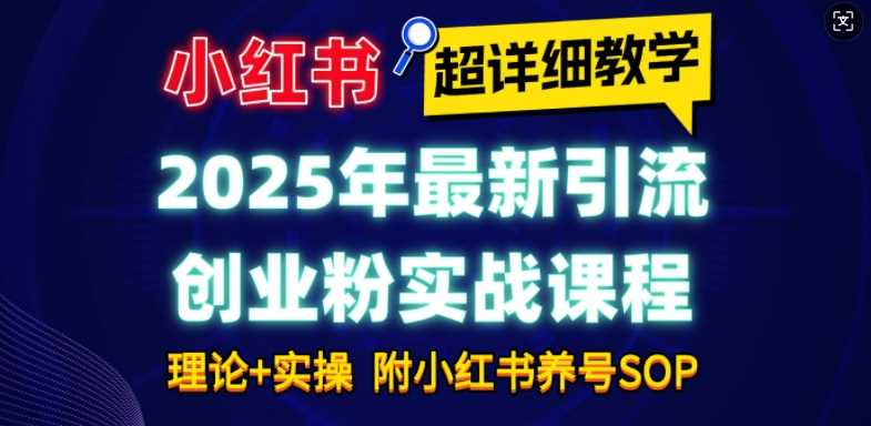 2025年最新小红书引流创业粉实战课程【超详细教学】小白轻松上手，月入1W+，附小红书养号SOP-AI学习资源网