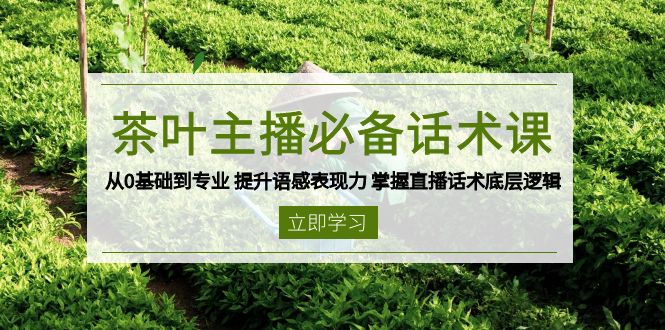 茶叶 主播必备话术课 从0基础到专业 提升语感表现力 掌握直播话术底层逻辑-AI学习资源网