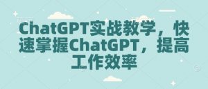 ChatGPT实战教学,快速掌握ChatGPT,提高工作效率-AI学习资源网