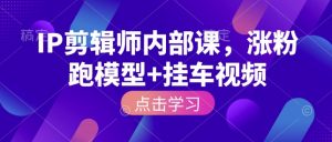 IP剪辑师内部课,涨粉跑模型+挂车视频-AI学习资源网