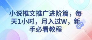 小说推文推广进阶篇,每天1小时,月入过W,新手必看教程-AI学习资源网