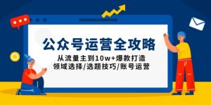 公众号运营全攻略:从流量主到10w+爆款打造,领域选择/选题技巧/账号运营-AI学习资源网