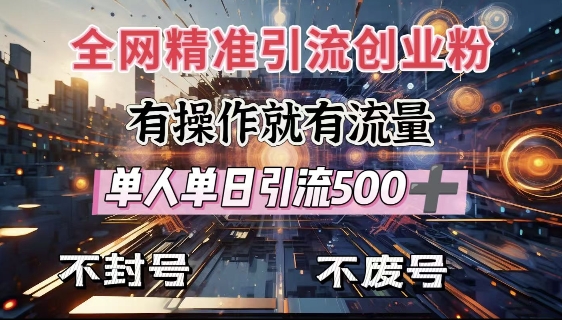 全网独家引流创业粉，有操作就有流量，单人单日引流500+，不封号、不费号-AI学习资源网