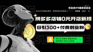 拼多多店铺0元开店新规,日引300+付费创业粉,目前方法简单复制粘贴可矩阵-AI学习资源网