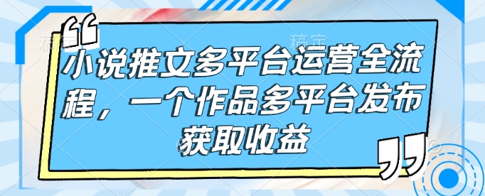 小说推文多平台运营全流程，一个作品多平台发布获取收益-AI学习资源网