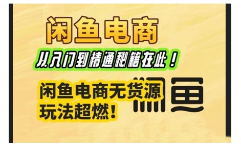 闲鱼电商实战课，从入门到精通秘籍在此，闲鱼电商无货源玩法超燃!-AI学习资源网